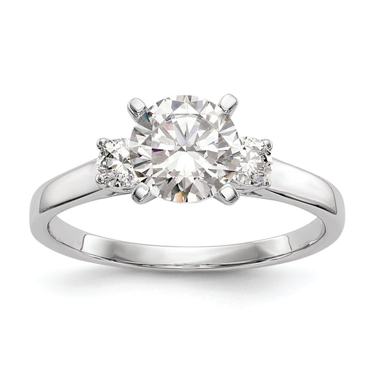 14K White Gold 3 Stone Peg Set Center Semi Mount Diamond Engagement Ring
