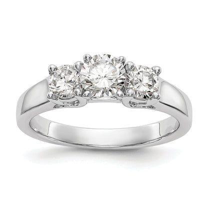0.50ct. CZ Solid Real 14K White Gold 3-Stone Peg Set Engagement Ring