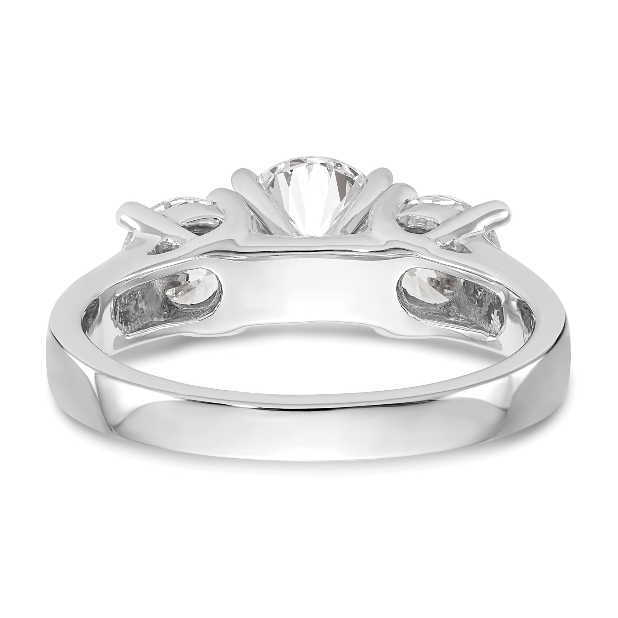1.00ct. CZ Solid Real 14K White Gold 3-Stone Peg Set Engagement Ring