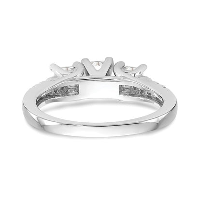 14K White Gold 3 Stone Plus Peg Set Center Princess Diamond Semi Mount Engagement Ring