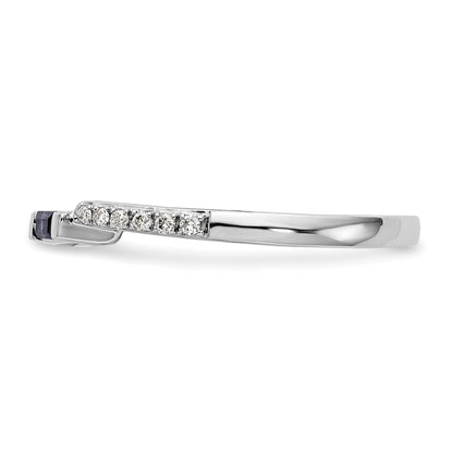 14K White Gold 1/10 Carat Diamond And Sapphire Complete Wedding Band