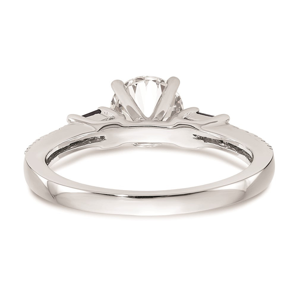 14K White Gold 3 Stone Dia Peg Set Sapphire Semi Mount Including 2 Side Stones Engagement Ring