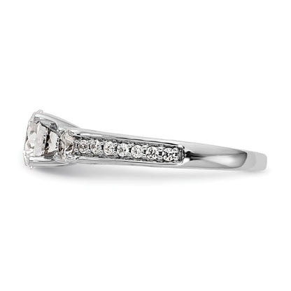 14K White Gold 3 Stone Plus Peg Set Center 1/5 Carat Diamond Semi Mount Engagement Ring