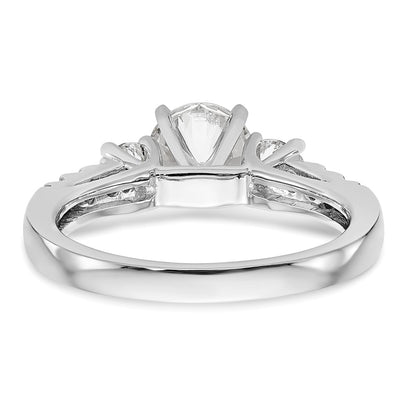 14K White Gold 3 Stone Plus Peg Set Center 1/5 Carat Diamond Semi Mount Engagement Ring