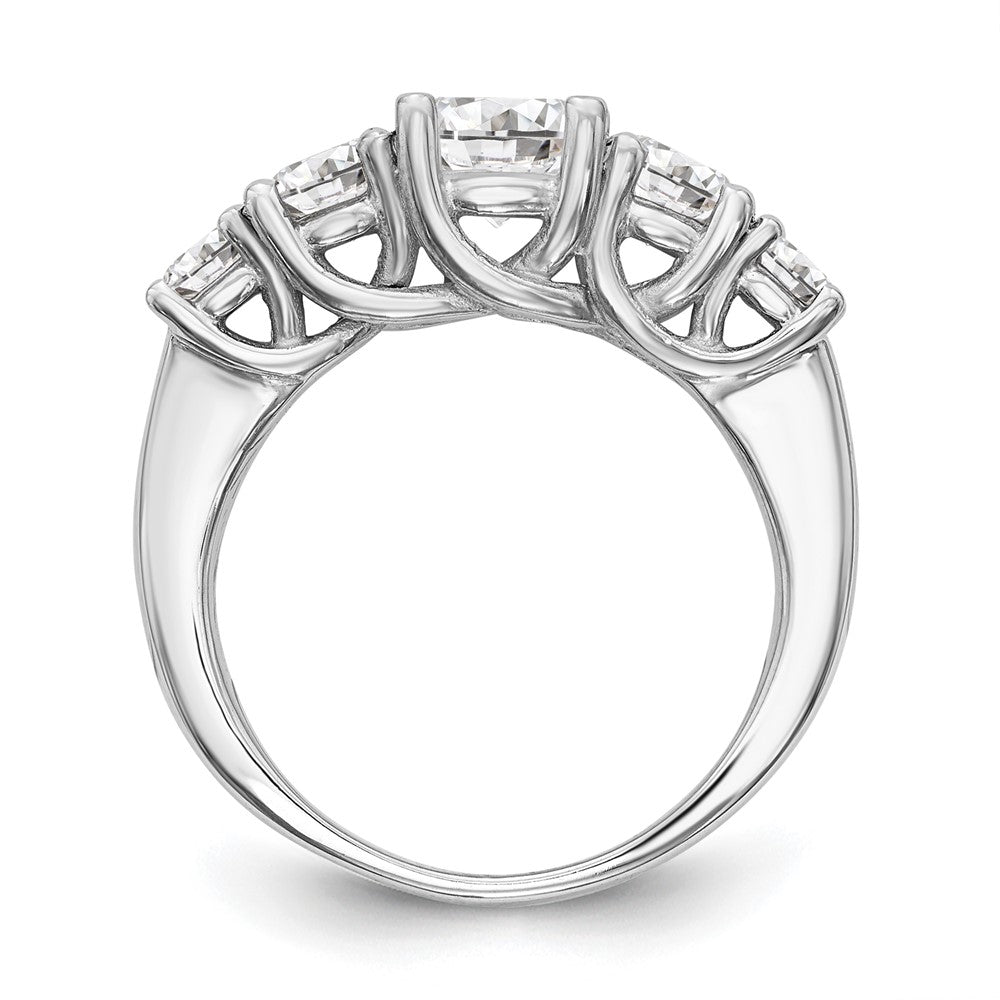 14K White Gold 5 Stone Simulated Diamond Engagement Ring