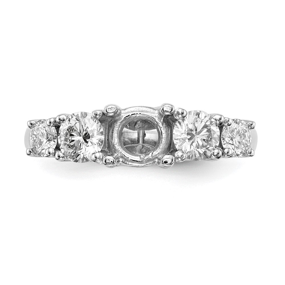 14K White Gold 5 Stone Simulated Diamond Engagement Ring