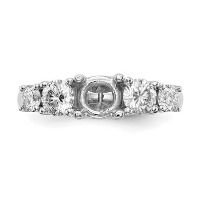 14K White Gold 5 Stone Simulated Diamond Engagement Ring