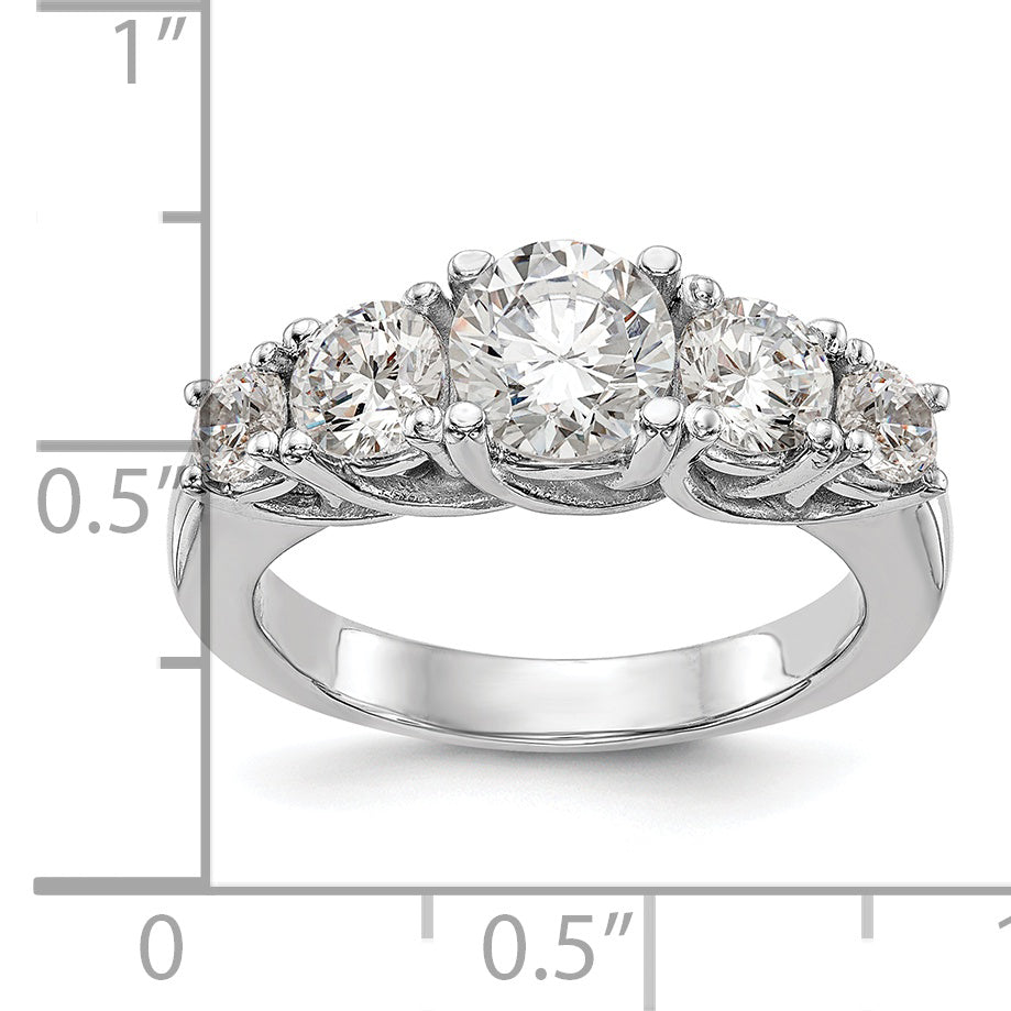 1.44ct. CZ Solid Real 14K White Gold 5-Stone Engagement Ring