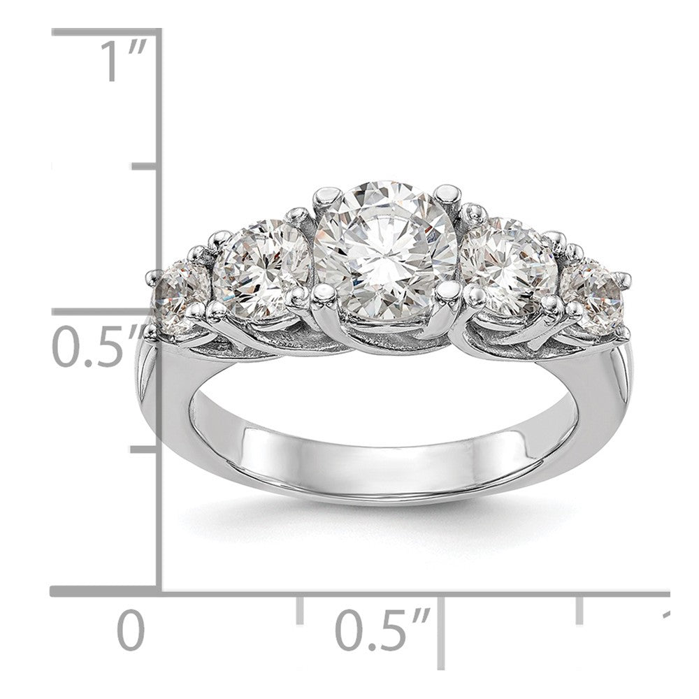 14K White Gold 5 Stone Simulated Diamond Engagement Ring