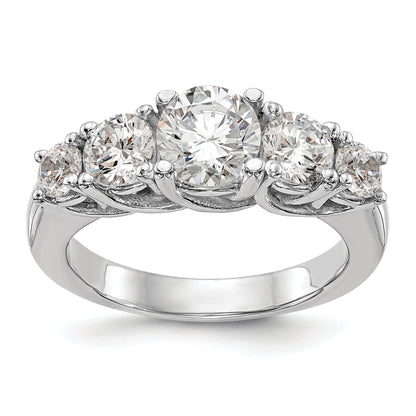 1.00ct. CZ Solid Real 14K White Gold 5-Stone Engagement Ring