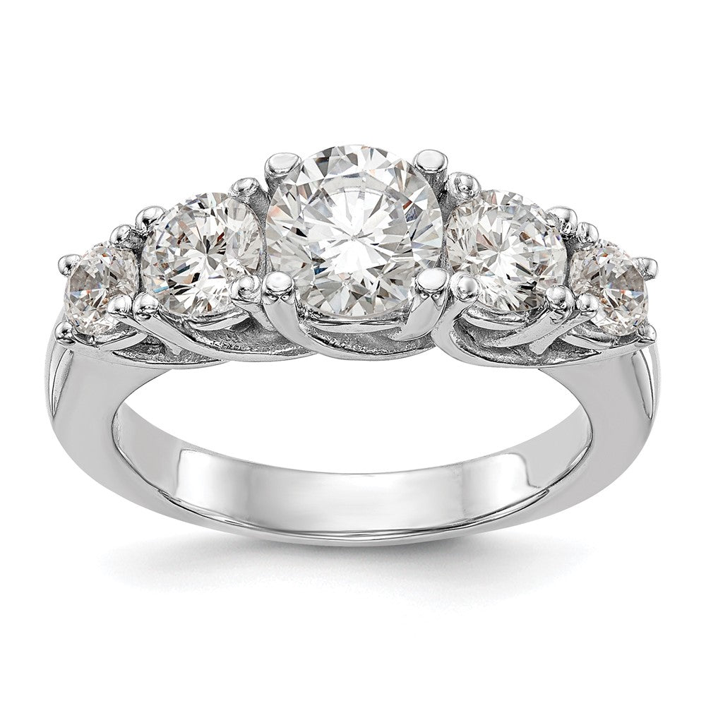 14K White Gold 5 Stone Simulated Diamond Engagement Ring