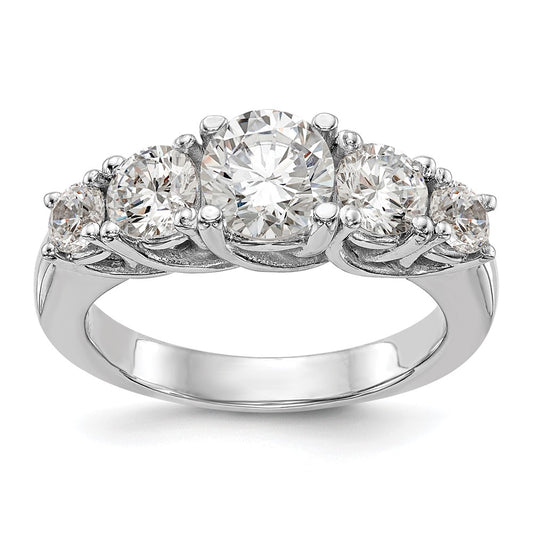 14K White Gold 5 Stone Simulated Diamond Engagement Ring