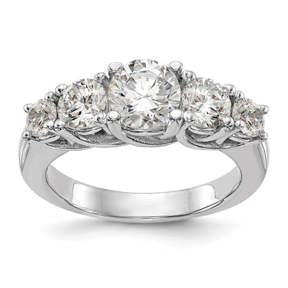 14K White Gold 5 Stone Simulated Diamond Engagement Ring