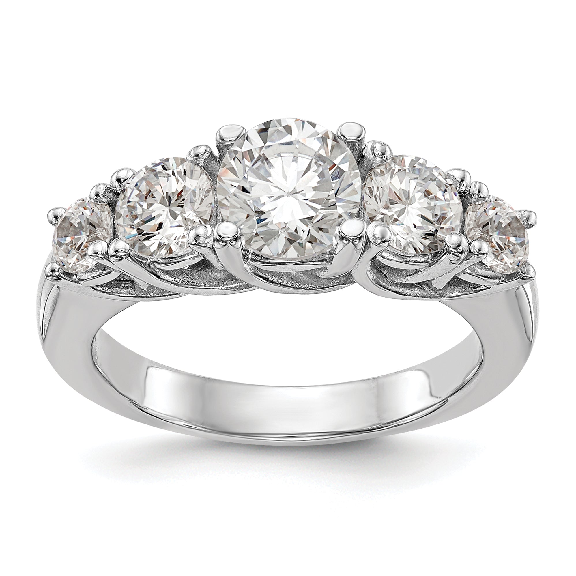 1.00ct. CZ Solid Real 14K White Gold 5-Stone Engagement Ring