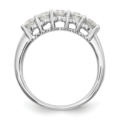 14K White Gold 5 Stone 7/8 Carat Diamond Complete Wedding Band