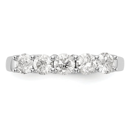 14K White Gold 5 Stone 7/8 Carat Diamond Complete Wedding Band