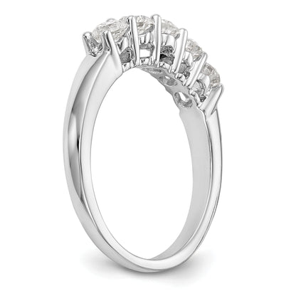 14K White Gold 5 Stone 7/8 Carat Diamond Complete Wedding Band
