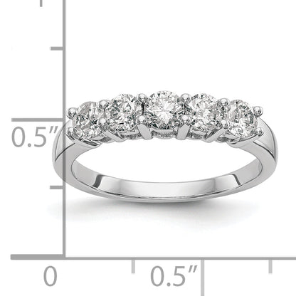 14K White Gold 5 Stone 7/8 Carat Diamond Complete Wedding Band