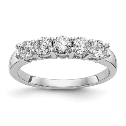 14K White Gold 5 Stone 7/8 Carat Diamond Complete Wedding Band
