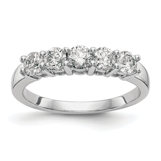 14K White Gold 5 Stone 7/8 Carat Diamond Complete Wedding Band