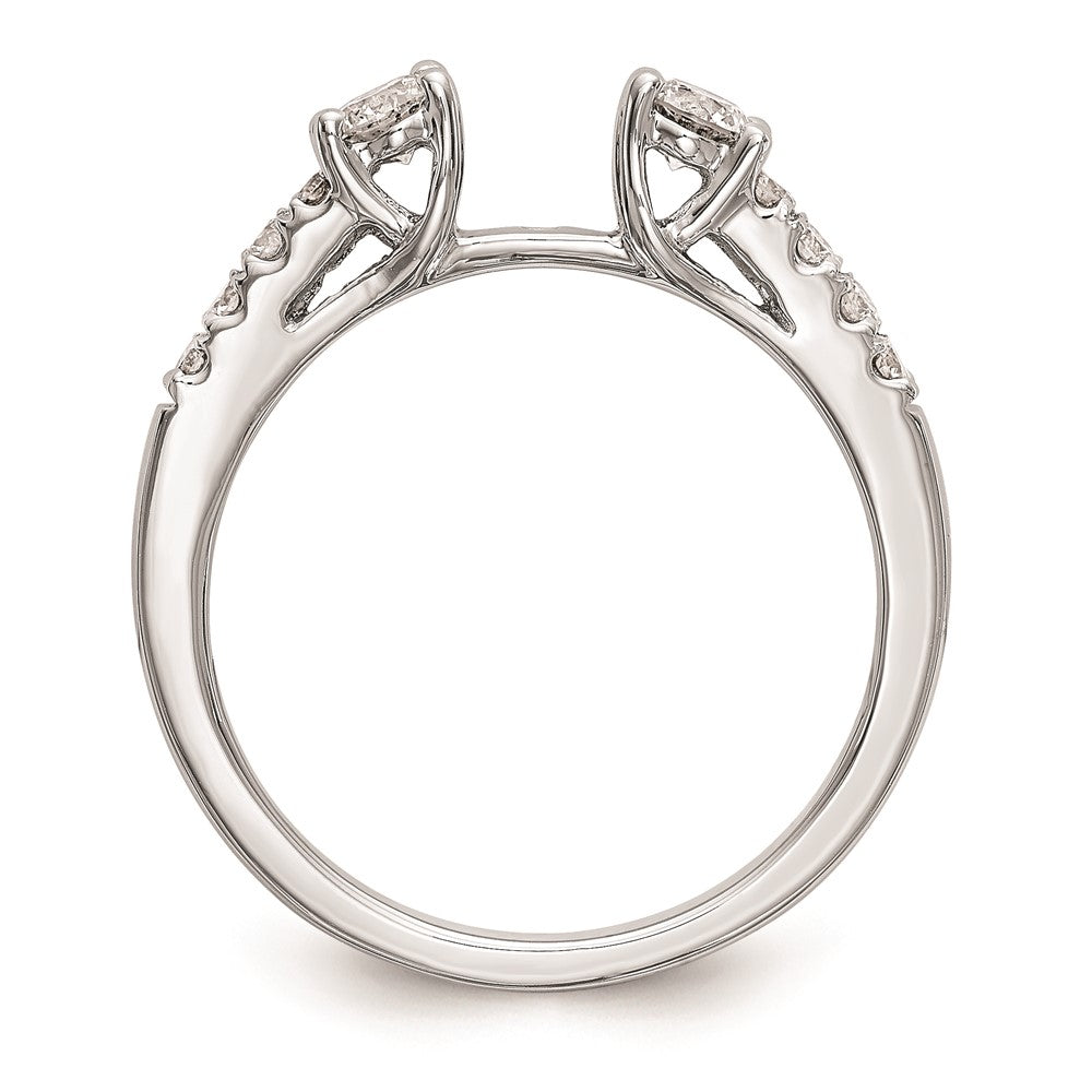 14K White Gold 3 Stone Plus Peg Set Center Diamond Semi Mount Engagement Ring