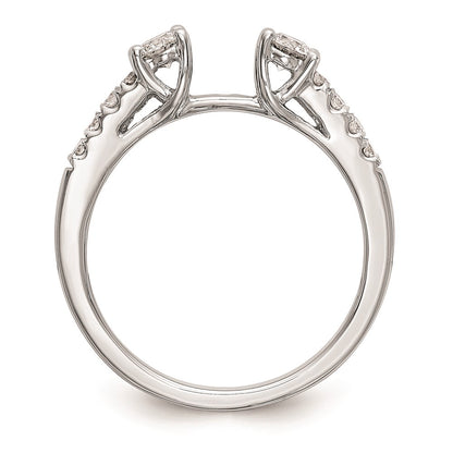 14K White Gold 3 Stone Plus Peg Set Center Diamond Semi Mount Engagement Ring