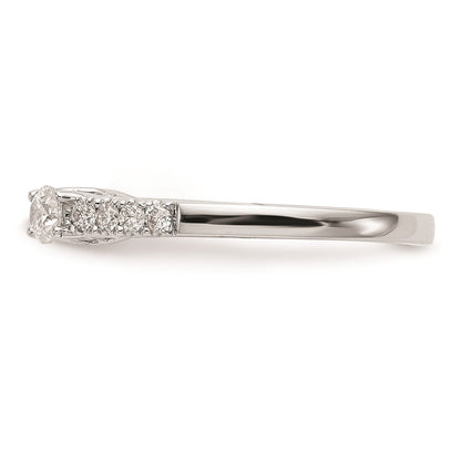 14K White Gold 3 Stone Plus Peg Set Center Diamond Semi Mount Engagement Ring