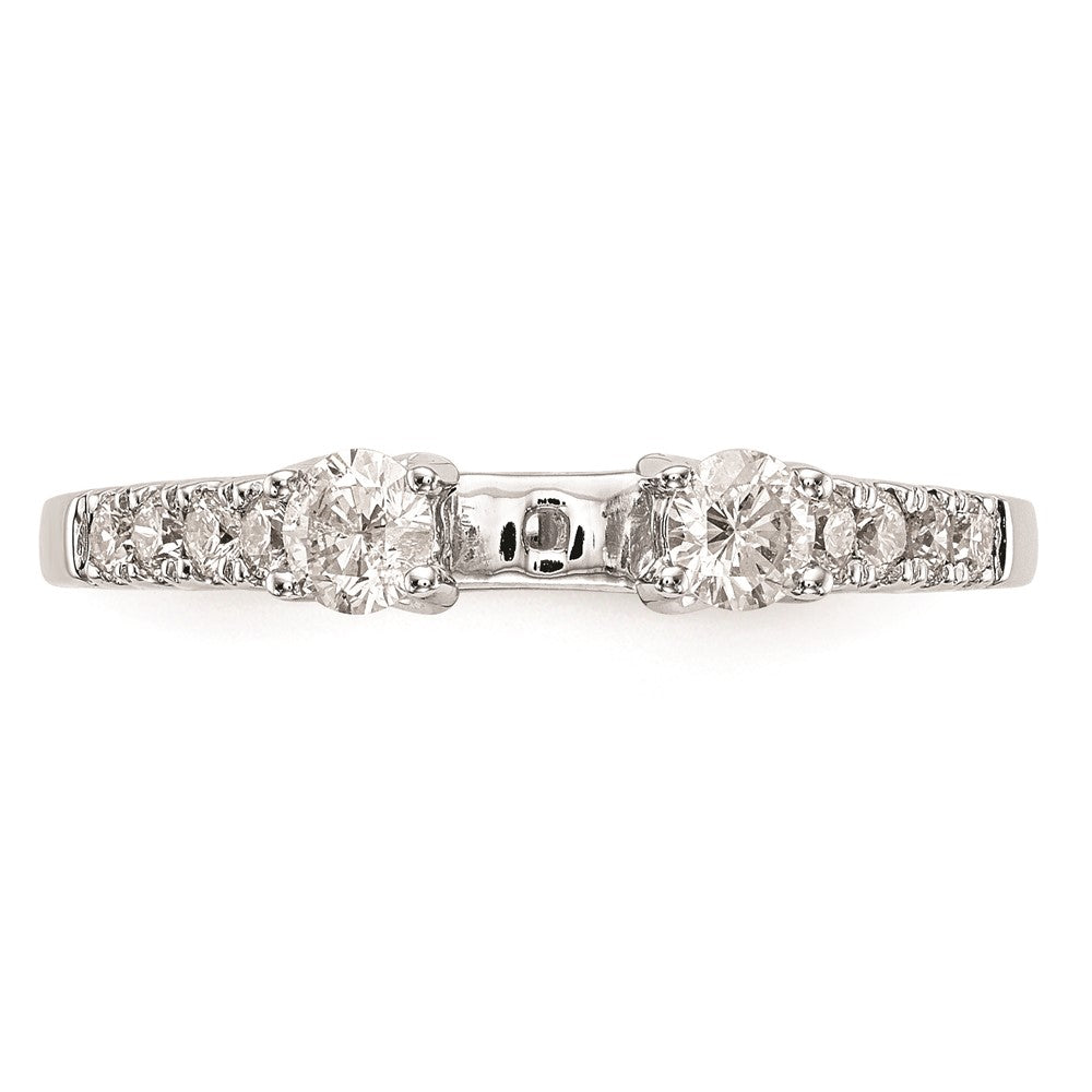14K White Gold 3 Stone Plus Peg Set Center Diamond Semi Mount Engagement Ring