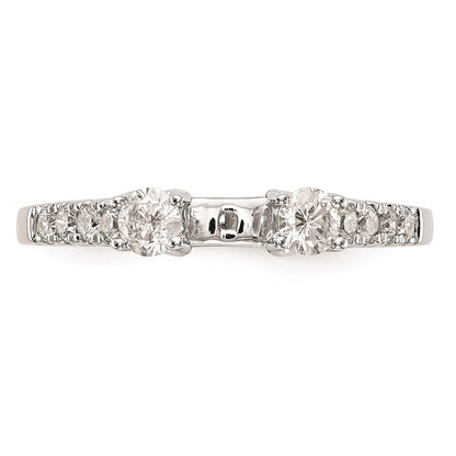 14K White Gold 3 Stone Plus Peg Set Center Diamond Semi Mount Engagement Ring