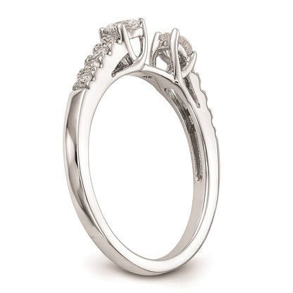 14K White Gold 3 Stone Plus Peg Set Center Diamond Semi Mount Engagement Ring