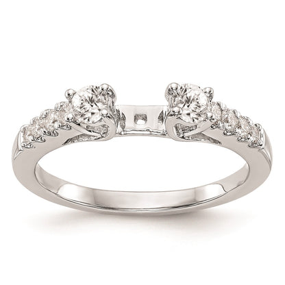 14K White Gold 3 Stone Plus Peg Set Center Diamond Semi Mount Engagement Ring