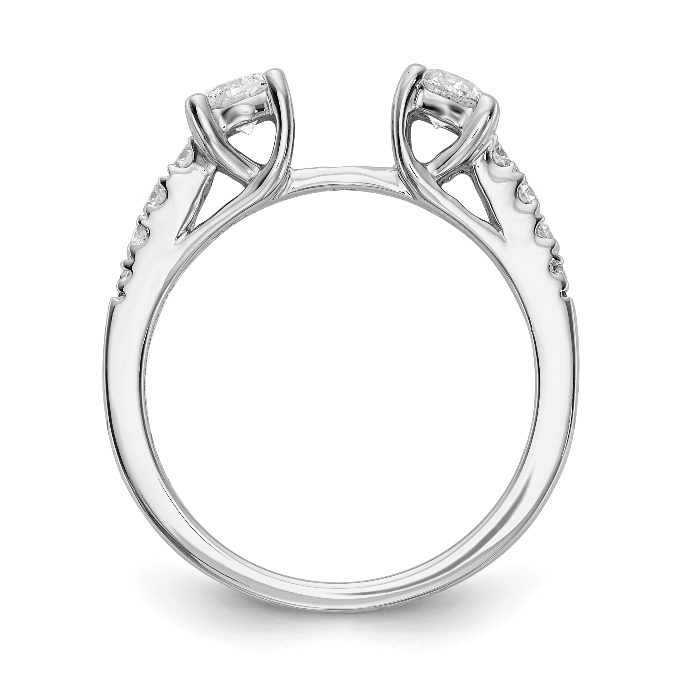 0.75ct. CZ Solid Real 14K White Gold 3-Stone Peg Set Engagement Ring