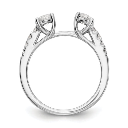 0.75ct. CZ Solid Real 14K White Gold 3-Stone Peg Set Engagement Ring