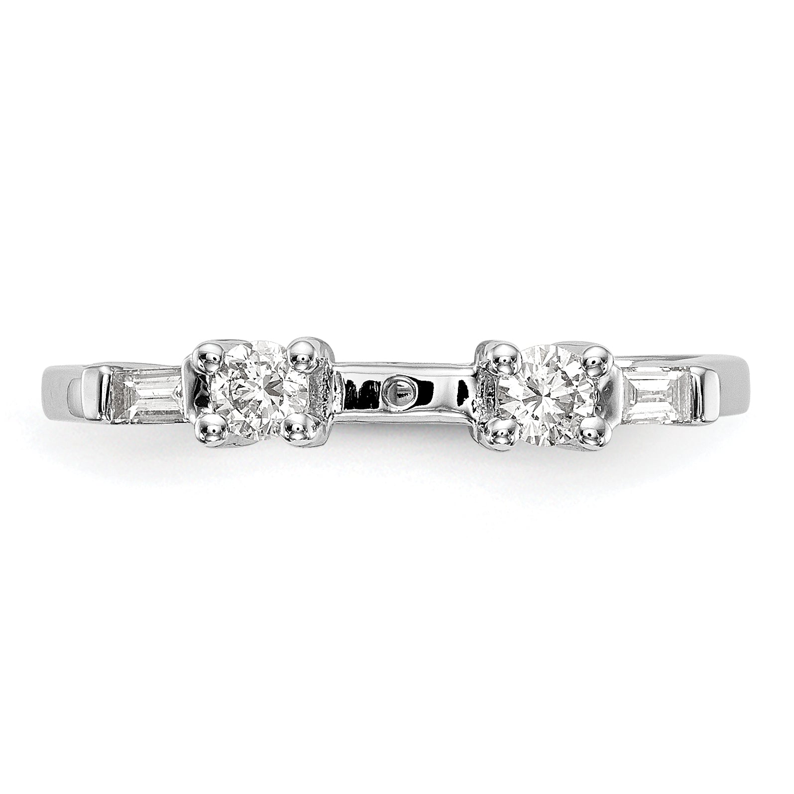 0.18ct. CZ Solid Real 14K White Gold 3-Stone Peg Set Engagement Ring