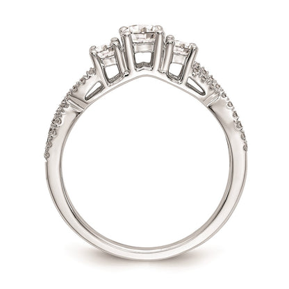 14K White Gold 3 Stone Plus (Holds 4.5mm Round Center) Diamond Semi Mount Engagement Ring
