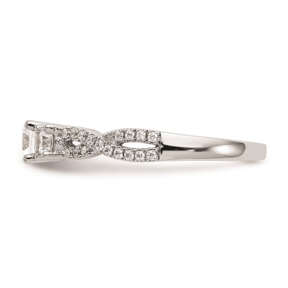 14K White Gold 3 Stone Plus (Holds 4.5mm Round Center) Diamond Semi Mount Engagement Ring