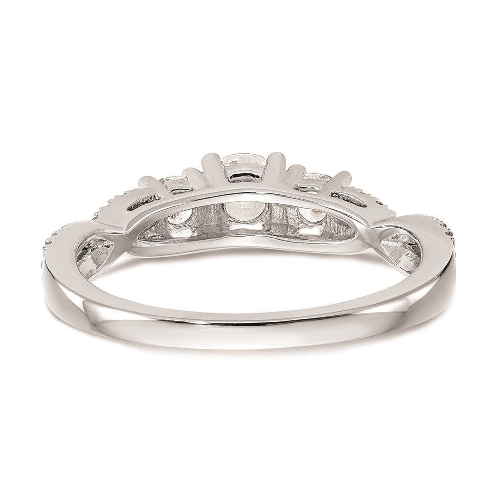 14K White Gold 3 Stone Plus (Holds 4.5mm Round Center) Diamond Semi Mount Engagement Ring