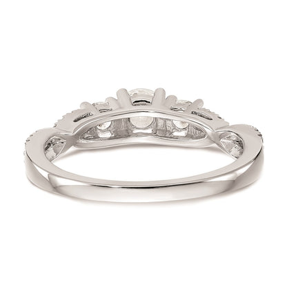 14K White Gold 3 Stone Plus (Holds 4.5mm Round Center) Diamond Semi Mount Engagement Ring
