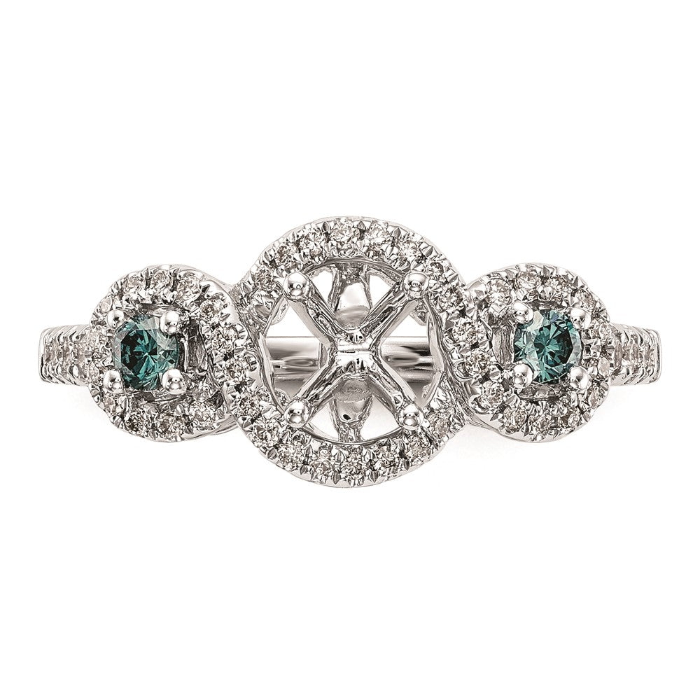 14k White Gold Blue and White Simulated Diamond Engagement Ring