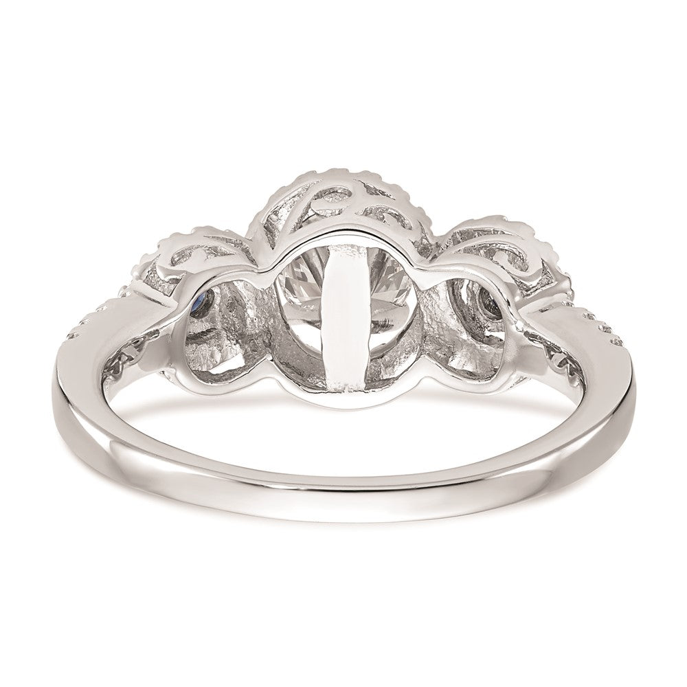 14k White Gold Blue and White Simulated Diamond Engagement Ring