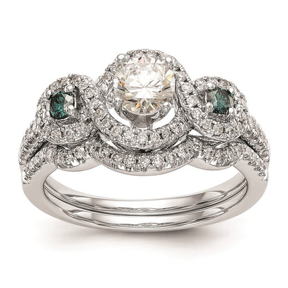 14k White Gold Blue and White Simulated Diamond Engagement Ring