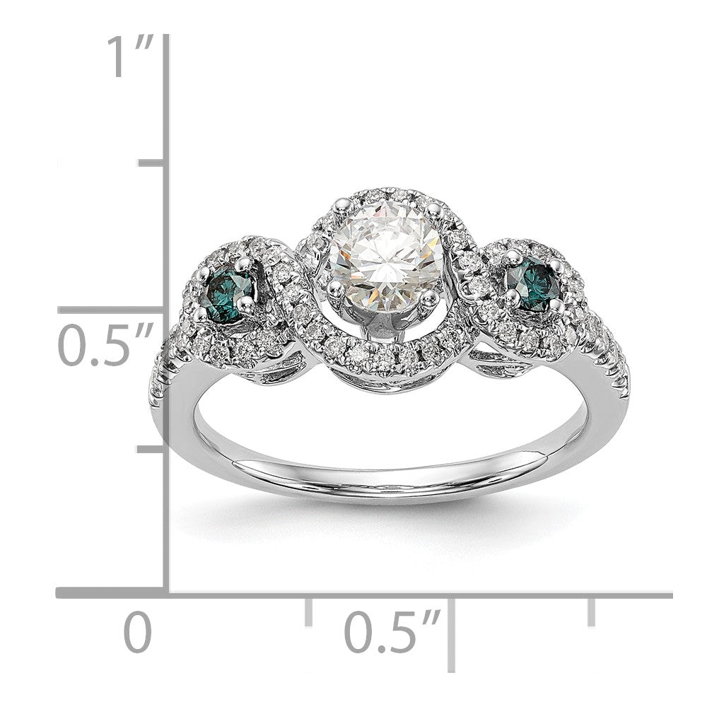14k White Gold Blue and White Simulated Diamond Engagement Ring