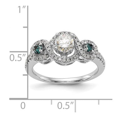 14k White Gold Blue and White Simulated Diamond Engagement Ring