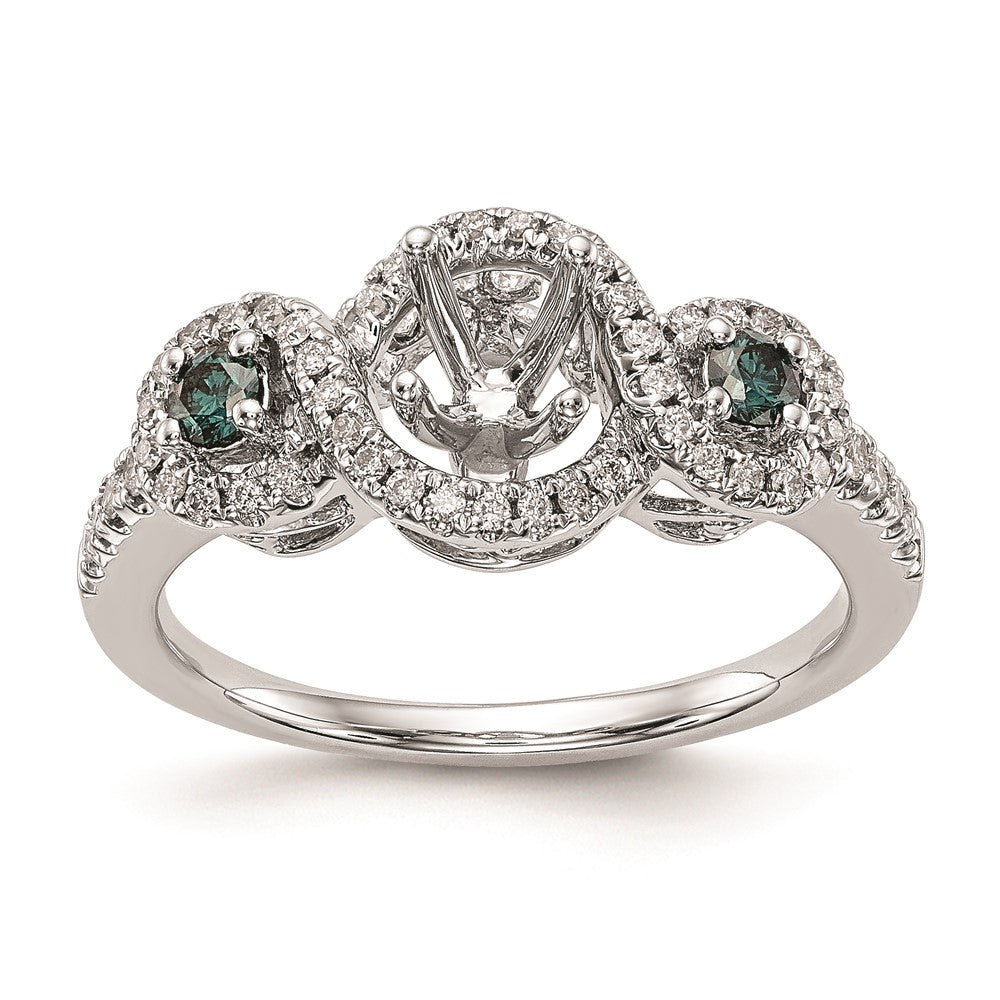 14k White Gold Blue and White Simulated Diamond Engagement Ring