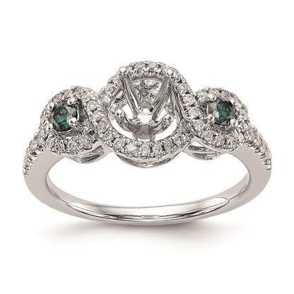 14k White Gold Blue and White Simulated Diamond Engagement Ring