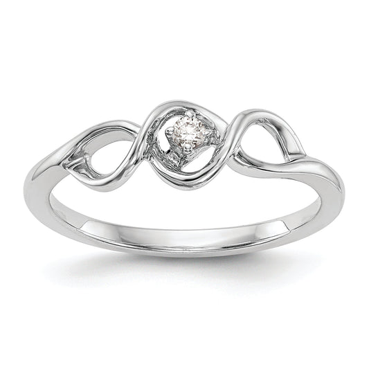 14K White Gold First Promise 1/20 Carat Round Diamond Complete Promise/Engagement Ring