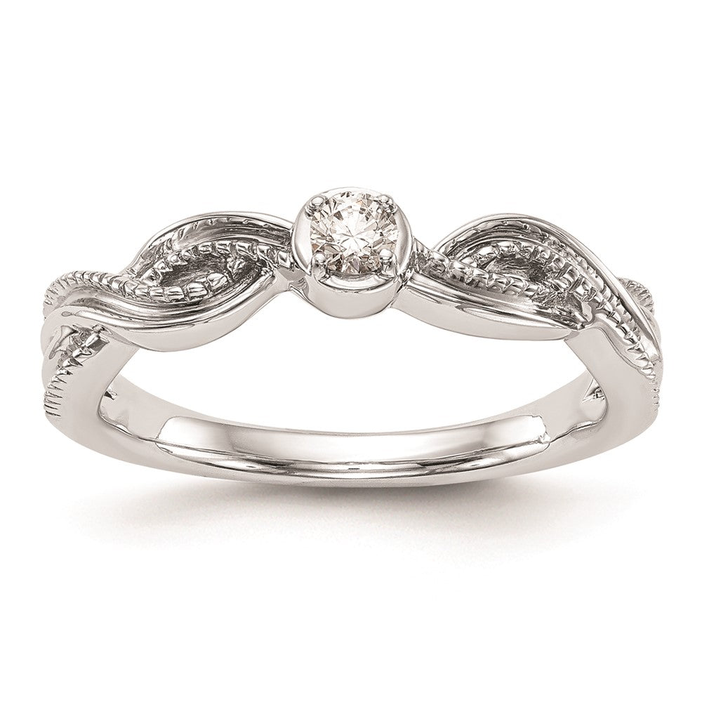 14K White Gold Complete Real Diamond Promise/Engagement Ring
