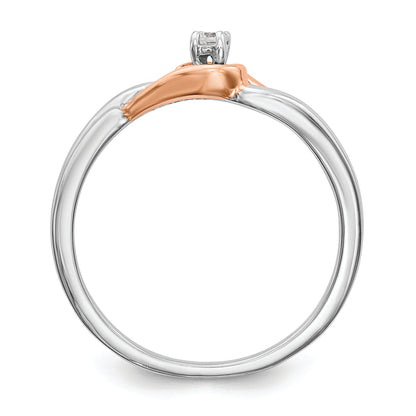 14K Two Tone First Promise White And Rose Gold 1/20 Carat Round Diamond Complete Promise/Engagement Ring
