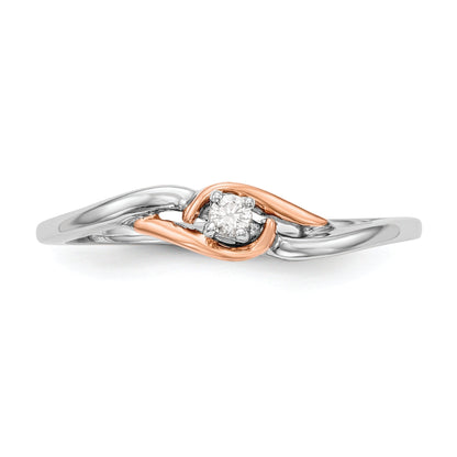 14K Two Tone First Promise White And Rose Gold 1/20 Carat Round Diamond Complete Promise/Engagement Ring