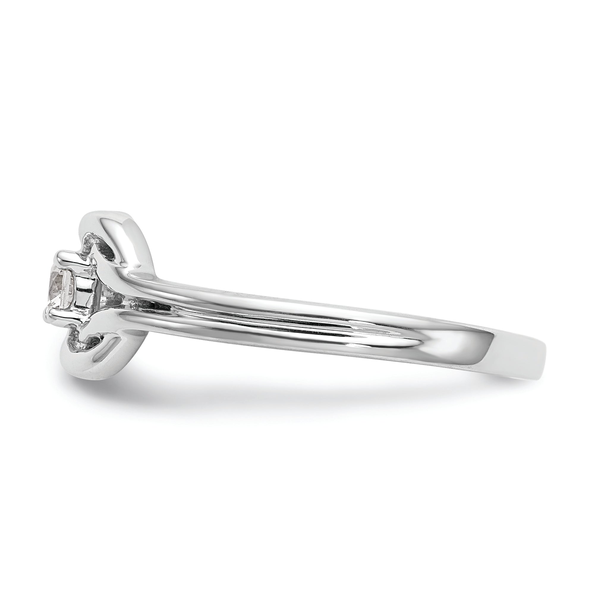14K White Gold First Promise Love Knot 1/8 Carat Round Diamond Complete Promise/Engagement Ring